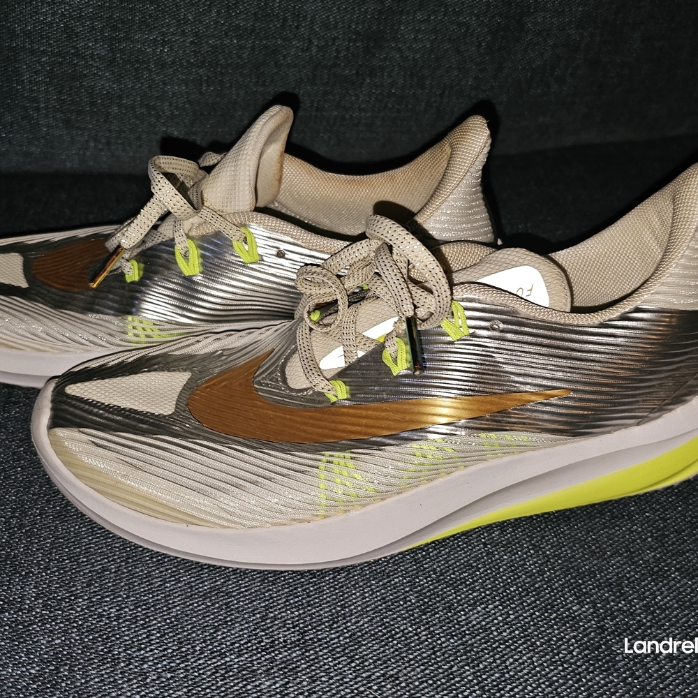 Nike Silver and Cream Sneakers with Neon Accents